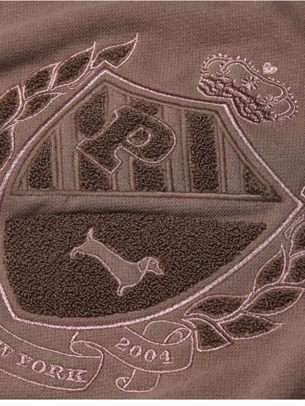 PINK Victoria's Secret Ivy Fleece Campus Full Zip Hoodie Taupe Brown Large NWT - Picture 3 of 11